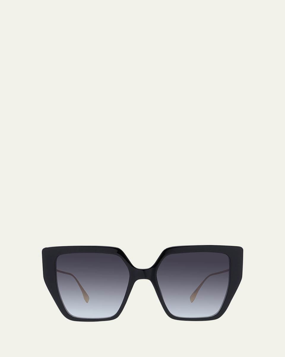 Acetate/Metal Butterfly Sunglasses, Black